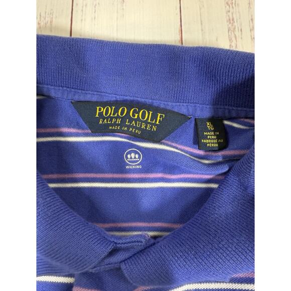 Vintage Polo Ralph Lauren Golf Polo Shirt Men's Size XL Short Sleeve Blue Stripe - Picture 4 of 8